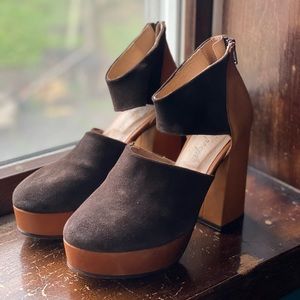 Free People Luxor Tan Combo Platform Heels Taupe size 37 (size 6.5)